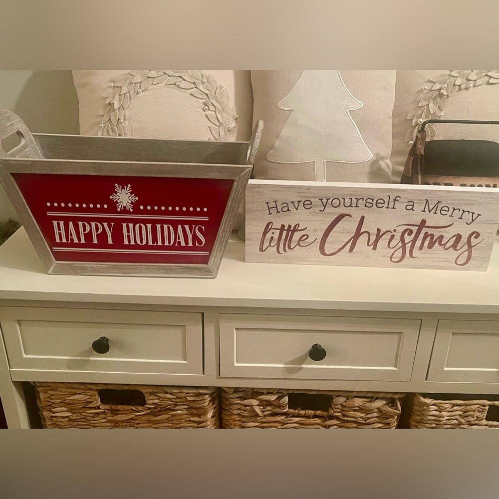 Festive Red and White Holiday Decor Set